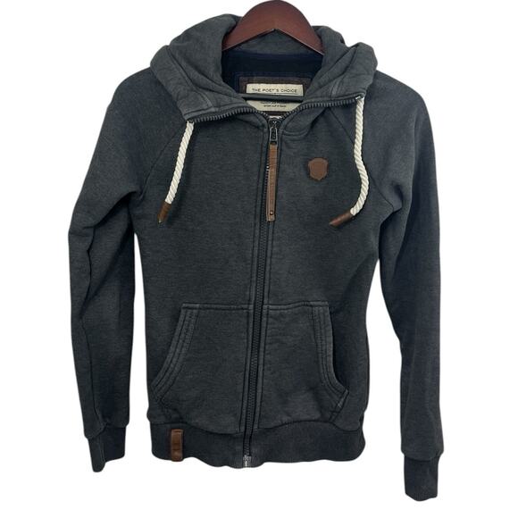 Naketano Hoodie Dark Gray Zipper Sweatshirt Small Heavy Poet’s Choice Activewear - Picture 1 of 11